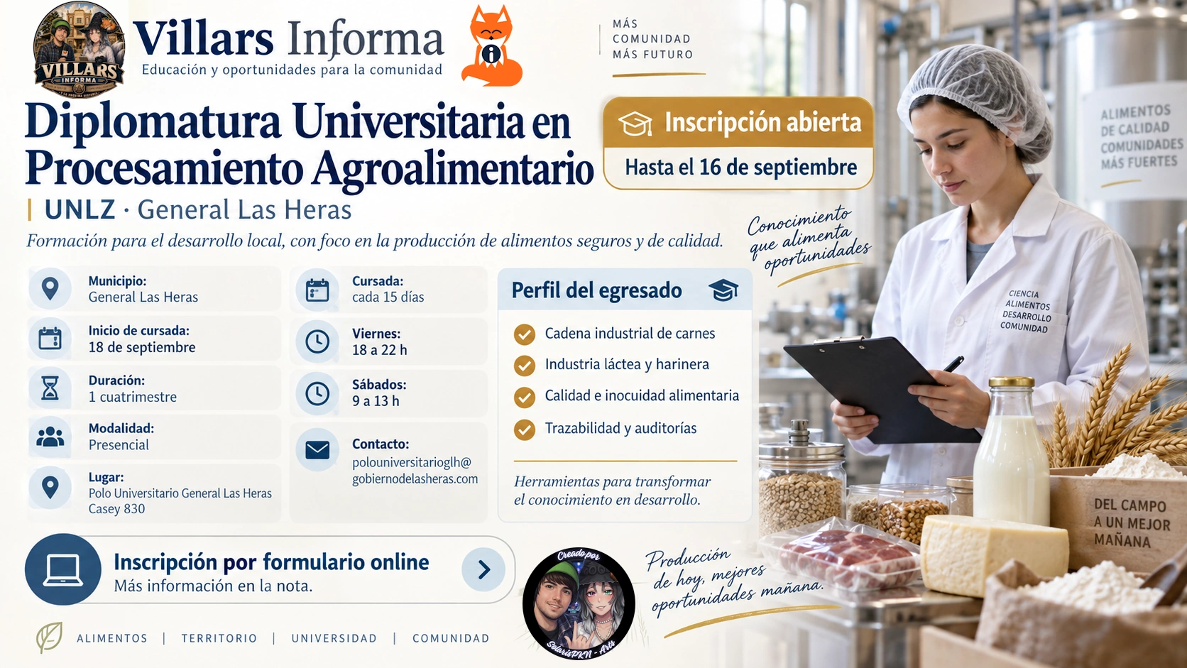 Abrieron las inscripciones para la Diplomatura en Procesamiento Agroalimentario en General Las Heras